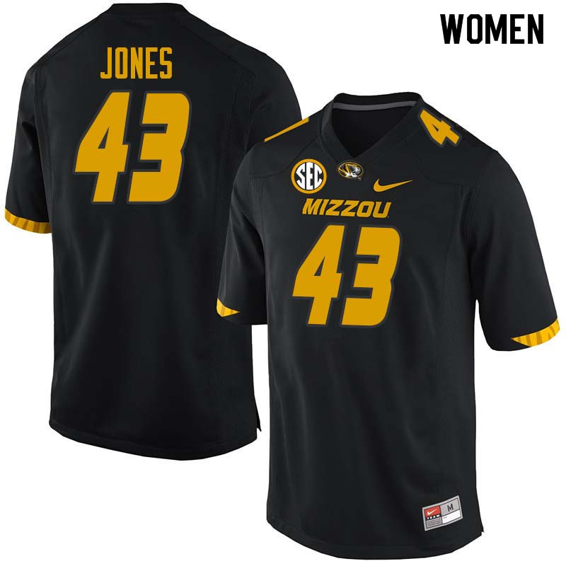 Women #43 Jerney Jones Missouri Tigers College Football Jerseys Sale-Black